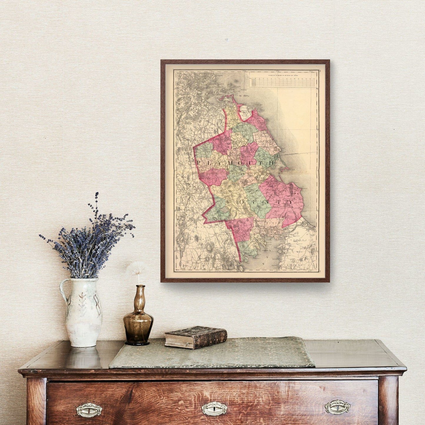 Vintage Map of Plymouth County, Massachusetts, 1871