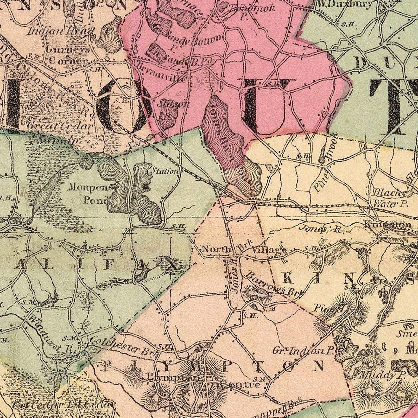 Vintage Map of Plymouth County, Massachusetts, 1871