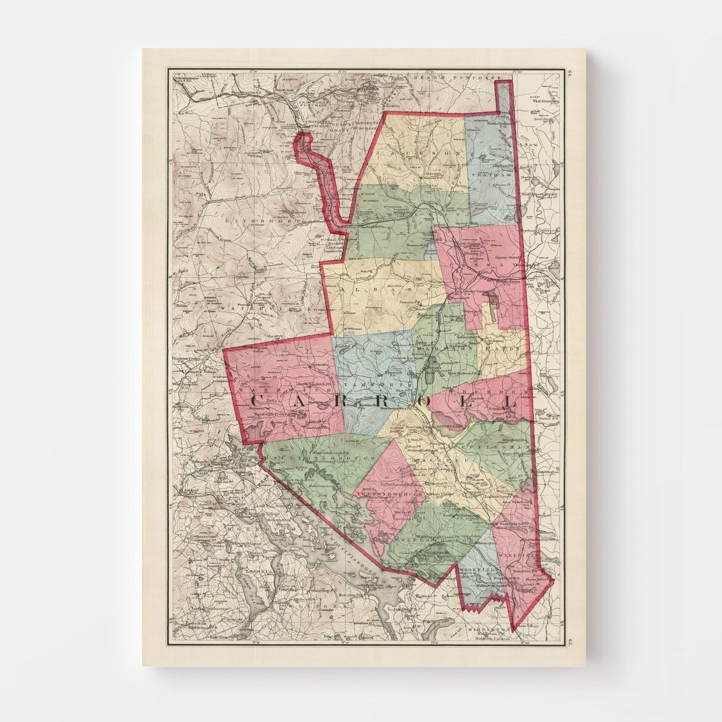 Vintage Map of Carroll County, New Hampshire, 1877