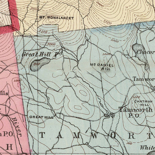 Vintage Map of Carroll County, New Hampshire, 1877