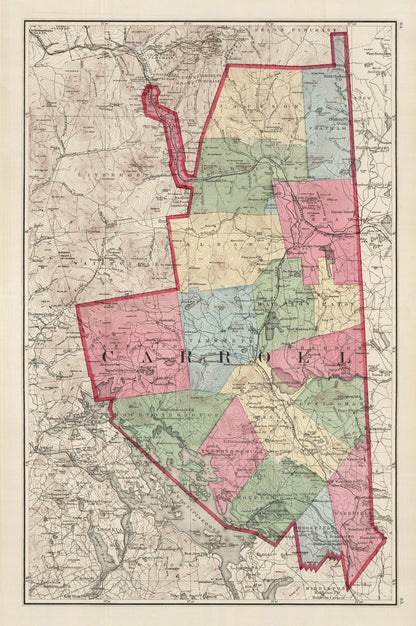 Vintage Map of Carroll County, New Hampshire, 1877