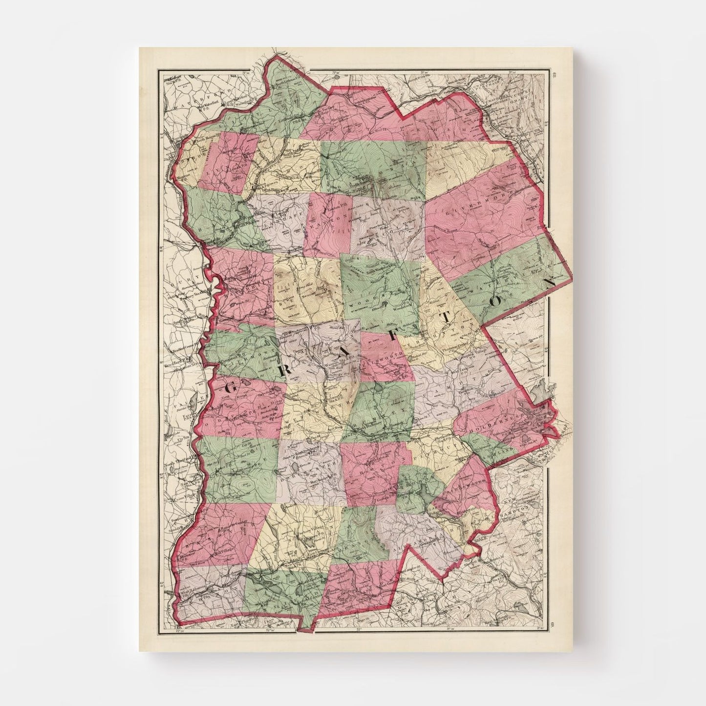 Vintage Map of Grafton County, New Hampshire, 1877