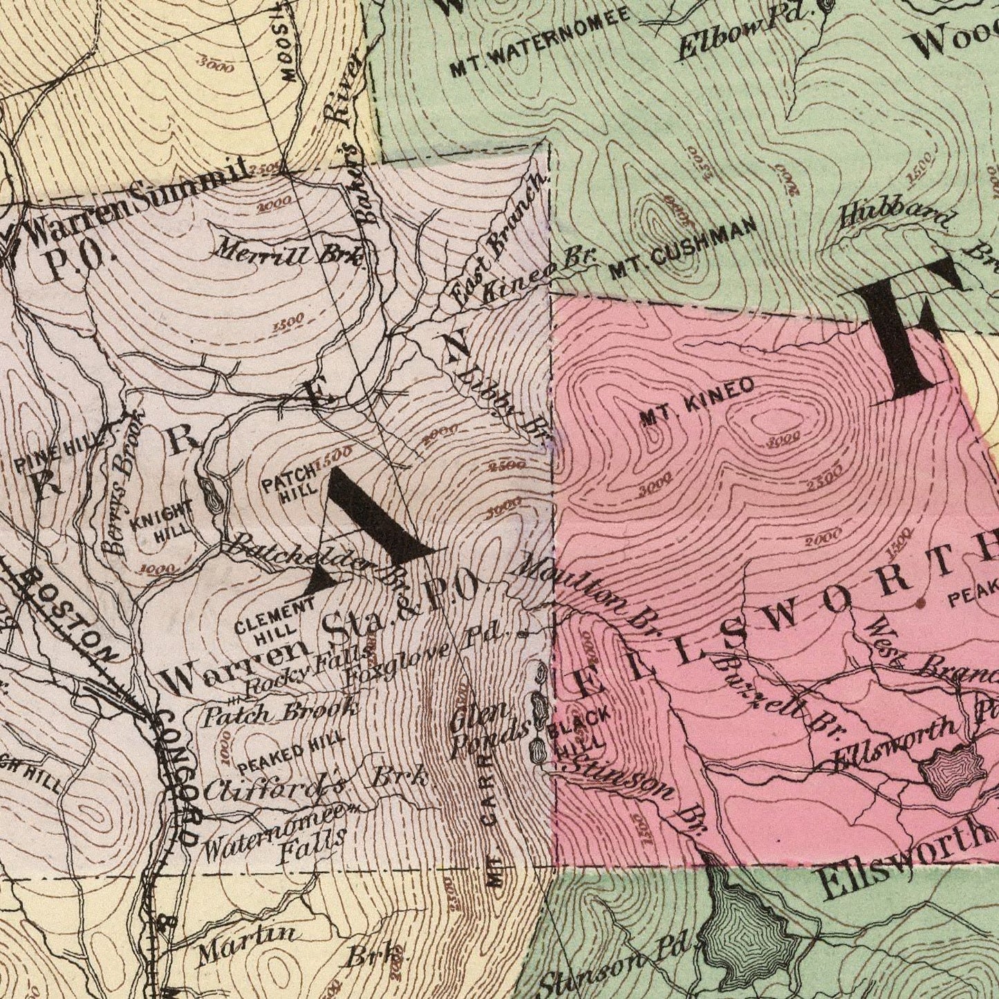Vintage Map of Grafton County, New Hampshire, 1877