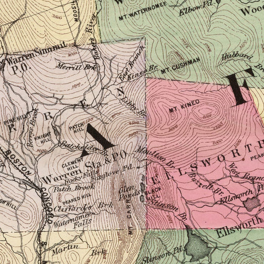 Vintage Map of Grafton County, New Hampshire, 1877