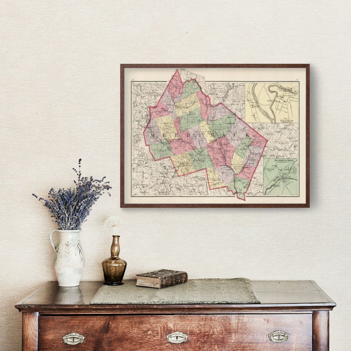 Vintage Map of Merrimack County, New Hampshire, 1877