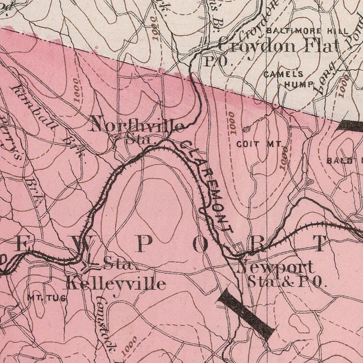 Vintage Map of Sullivan County, New Hampshire, 1877