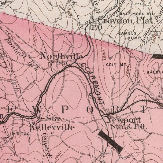 Vintage Map of Sullivan County, New Hampshire, 1877