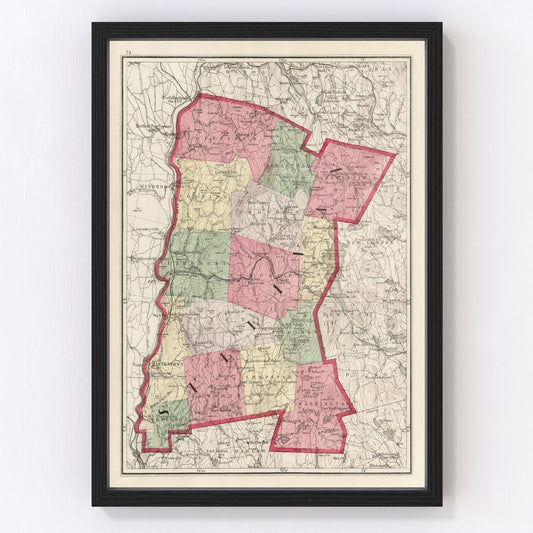 Vintage map of Sullivan County, New Hampshire, 1877