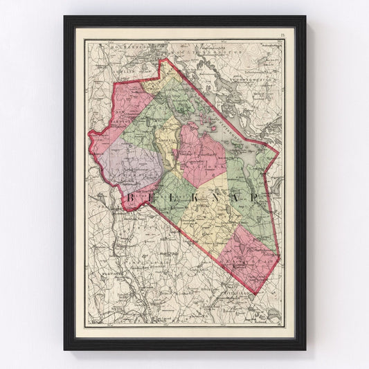 Vintage map of Belknap County, New Hampshire, 1877