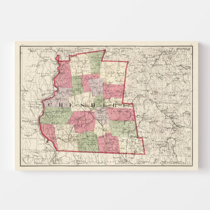 Vintage Map of Cheshire County, New Hampshire, 1877