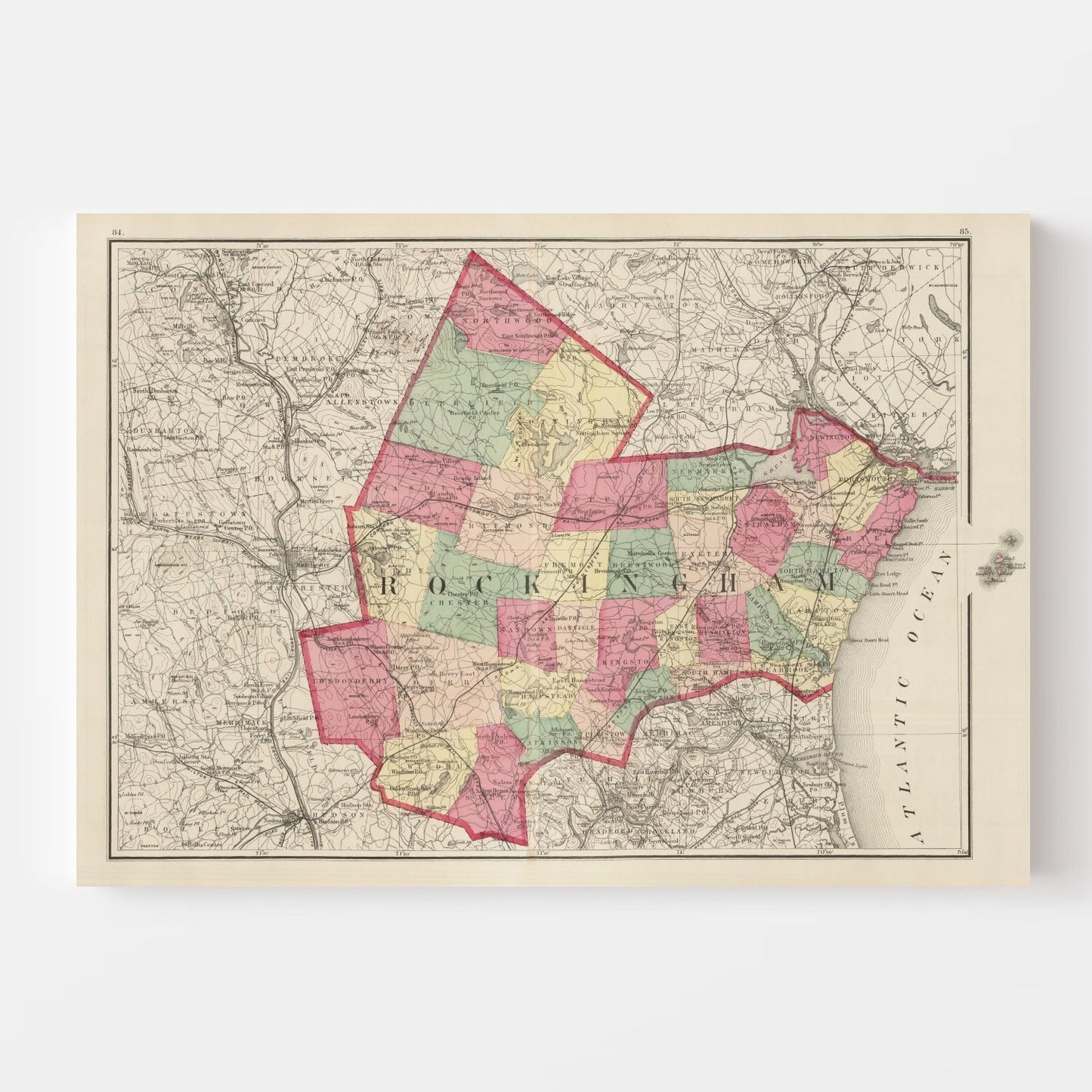 Vintage Map of Rockingham County, New Hampshire, 1877