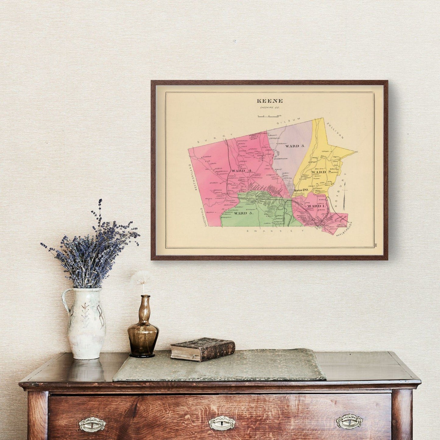 Vintage Map of Keene, New Hampshire, 1892
