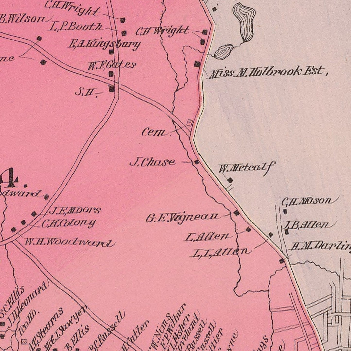 Vintage Map of Keene, New Hampshire, 1892