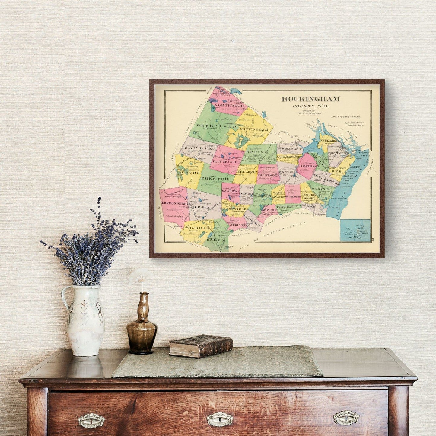 Vintage Map of Rockingham County, New Hampshire, 1892