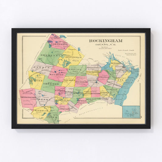 vintage map of Rockingham County, New Hampshire, 1892