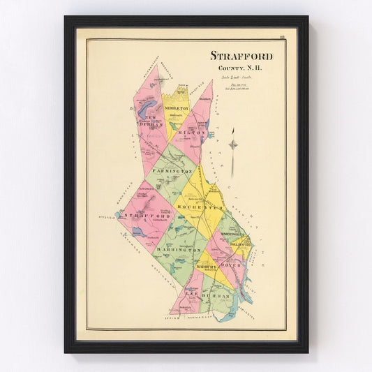 Vintage map of Strafford County, New Hampshire, 1892