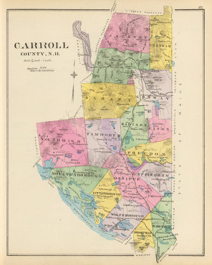 Vintage Map of Carroll County, New Hampshire, 1892