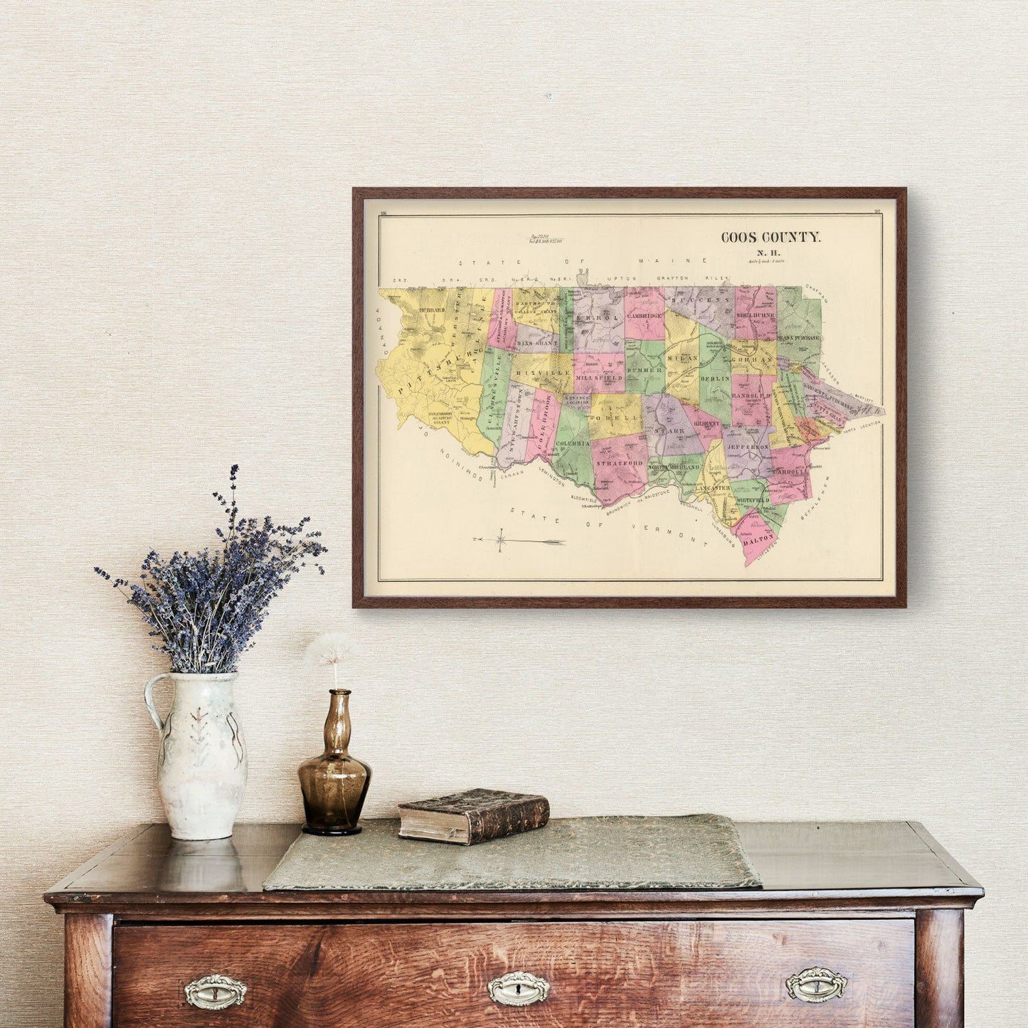 Vintage Map of Coos County, New Hampshire, 1892