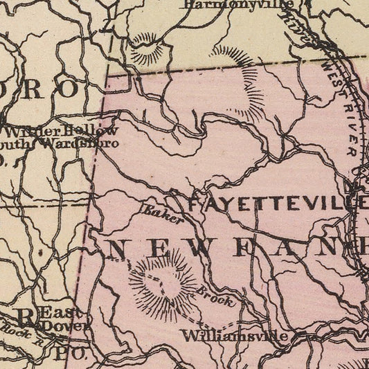 Vintage Map of Windham County, Vermont 1876