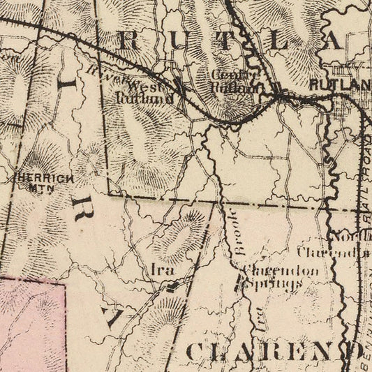 Vintage Map of Rutland County, Vermont, 1876