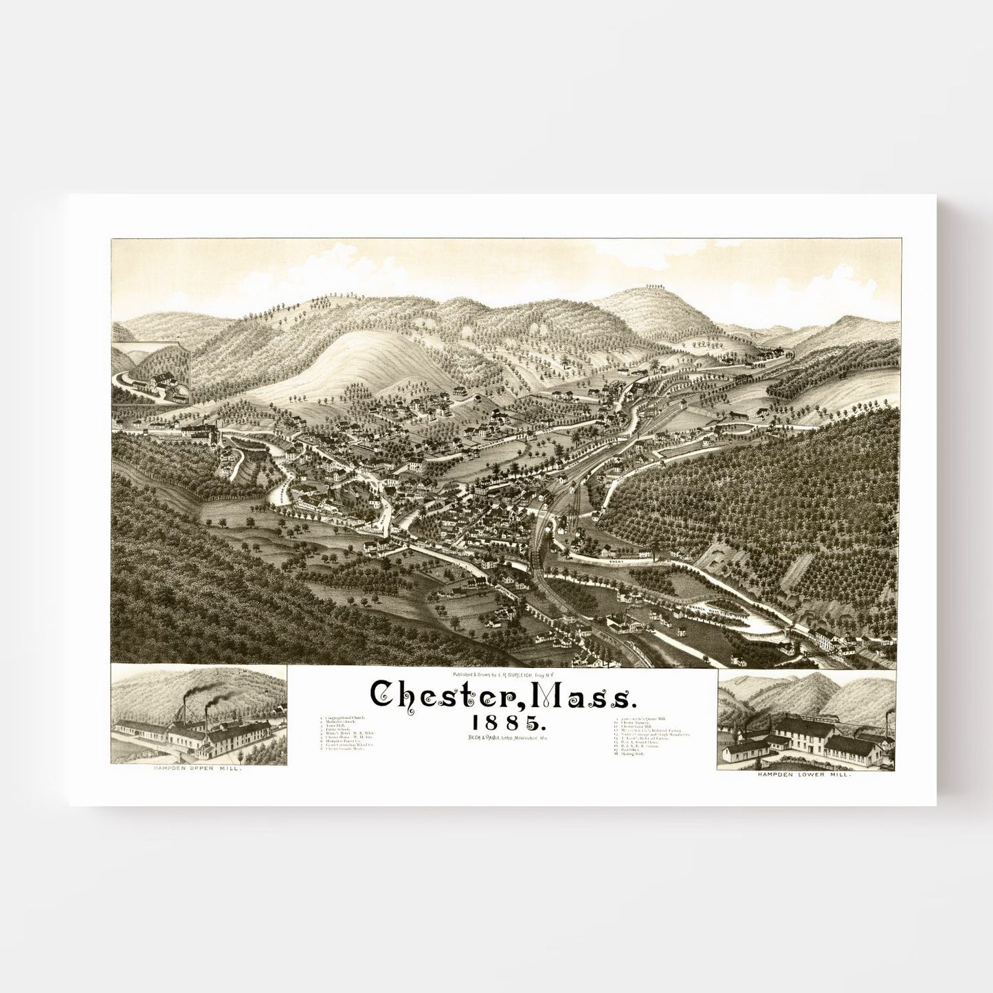 Vintage Map of Chester, Massachusetts, 1885