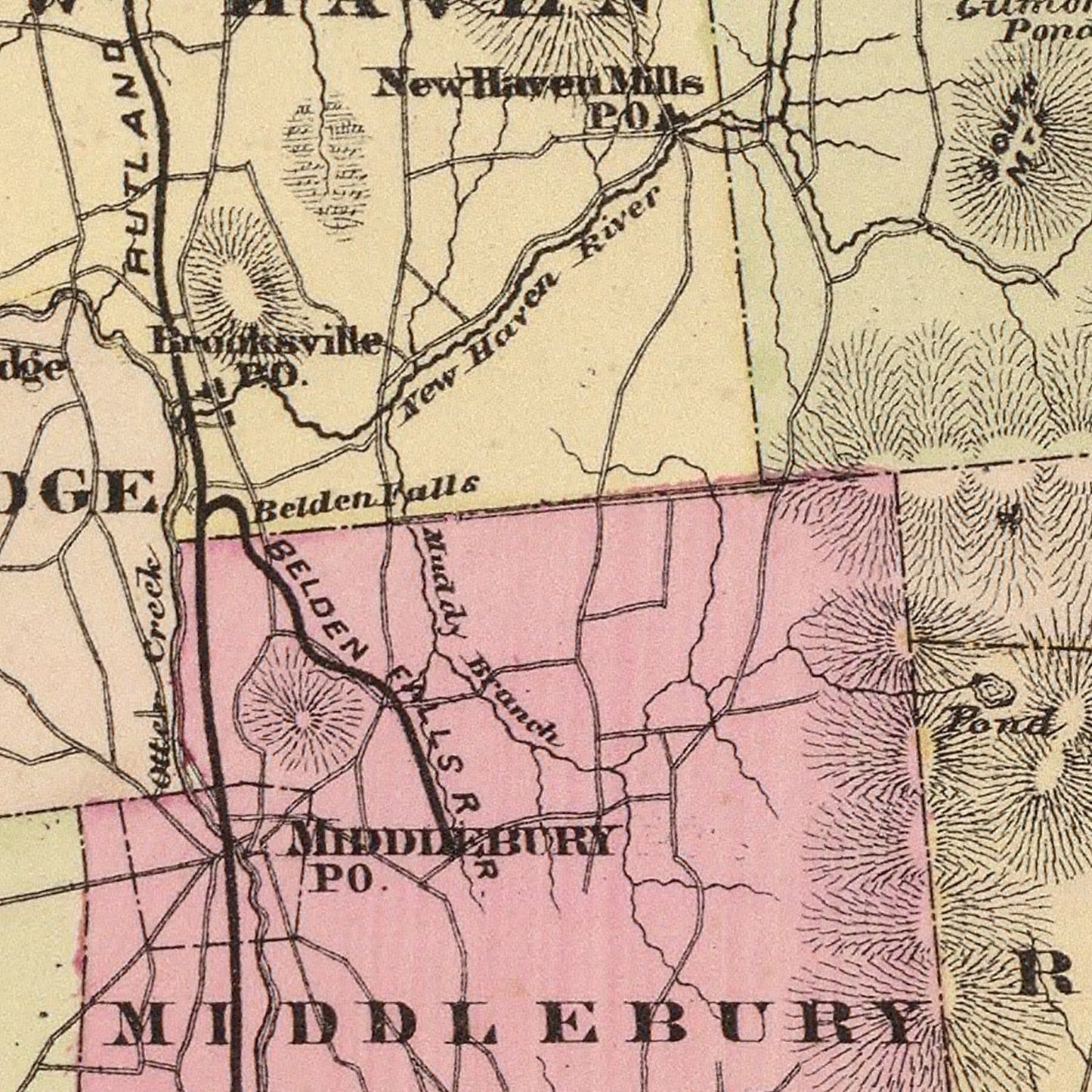 Vintage Map of Addison County, Vermont, 1876