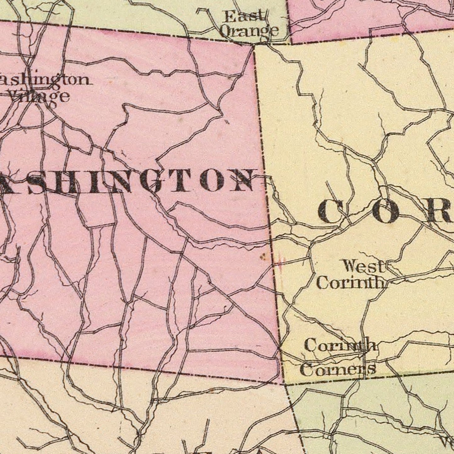 Vintage Map of Orange County, Vermont, 1876