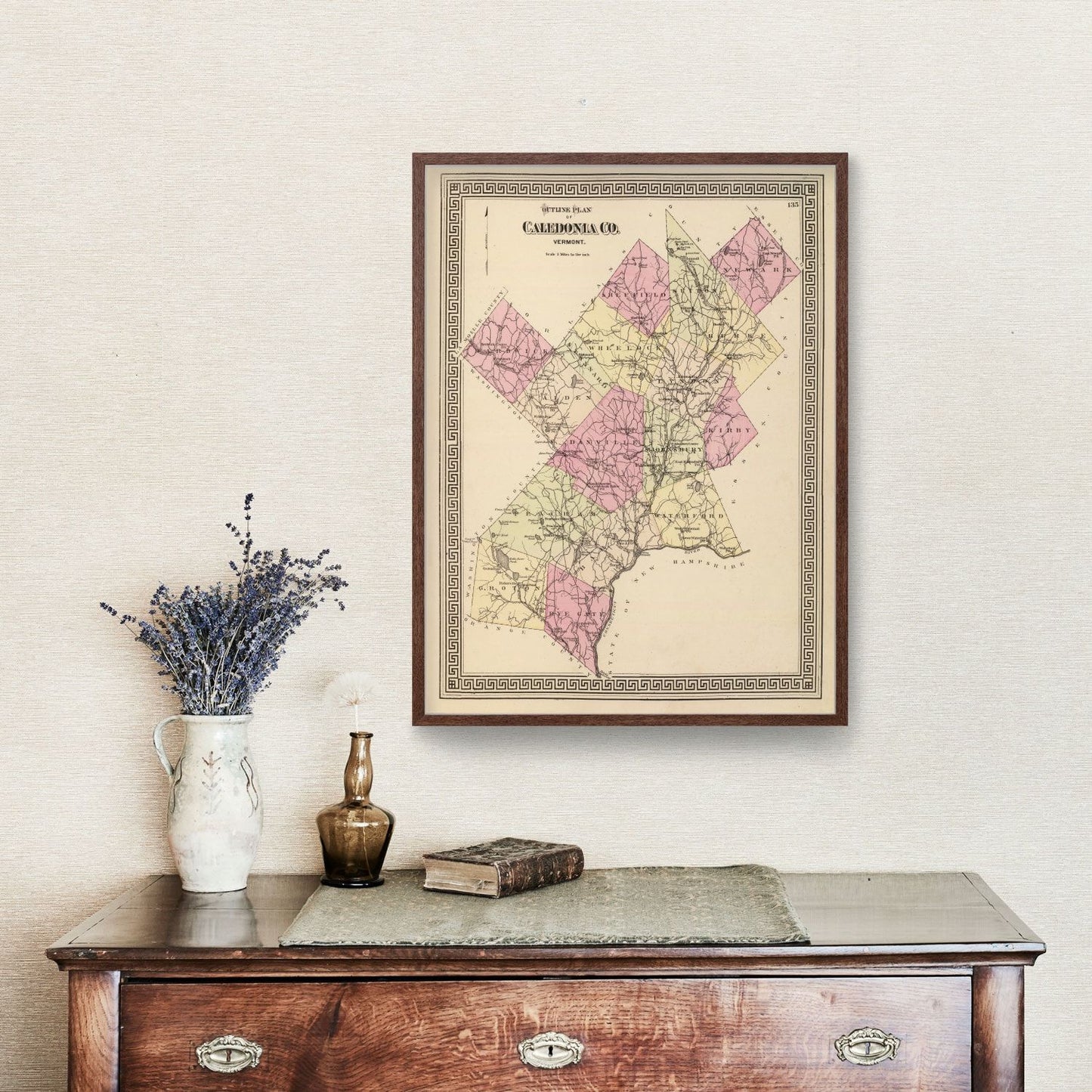 Vintage Map of Caledonia County, Vermont, 1876