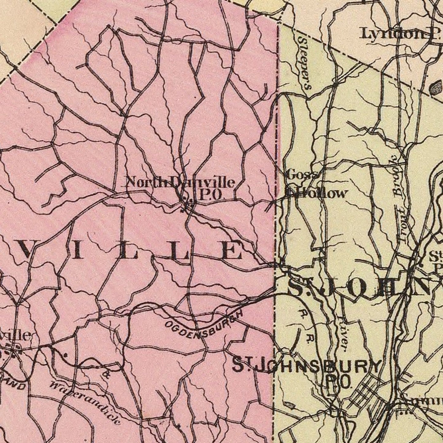 Vintage Map of Caledonia County, Vermont, 1876