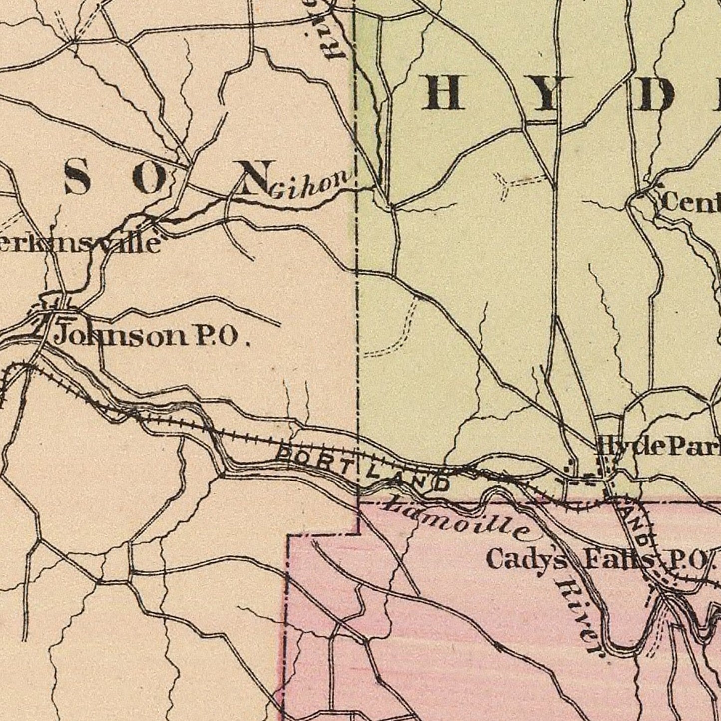 Vintage Map of Lamoille County, Vermont, 1876