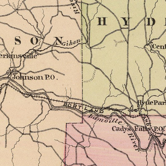 Vintage Map of Lamoille County, Vermont, 1876
