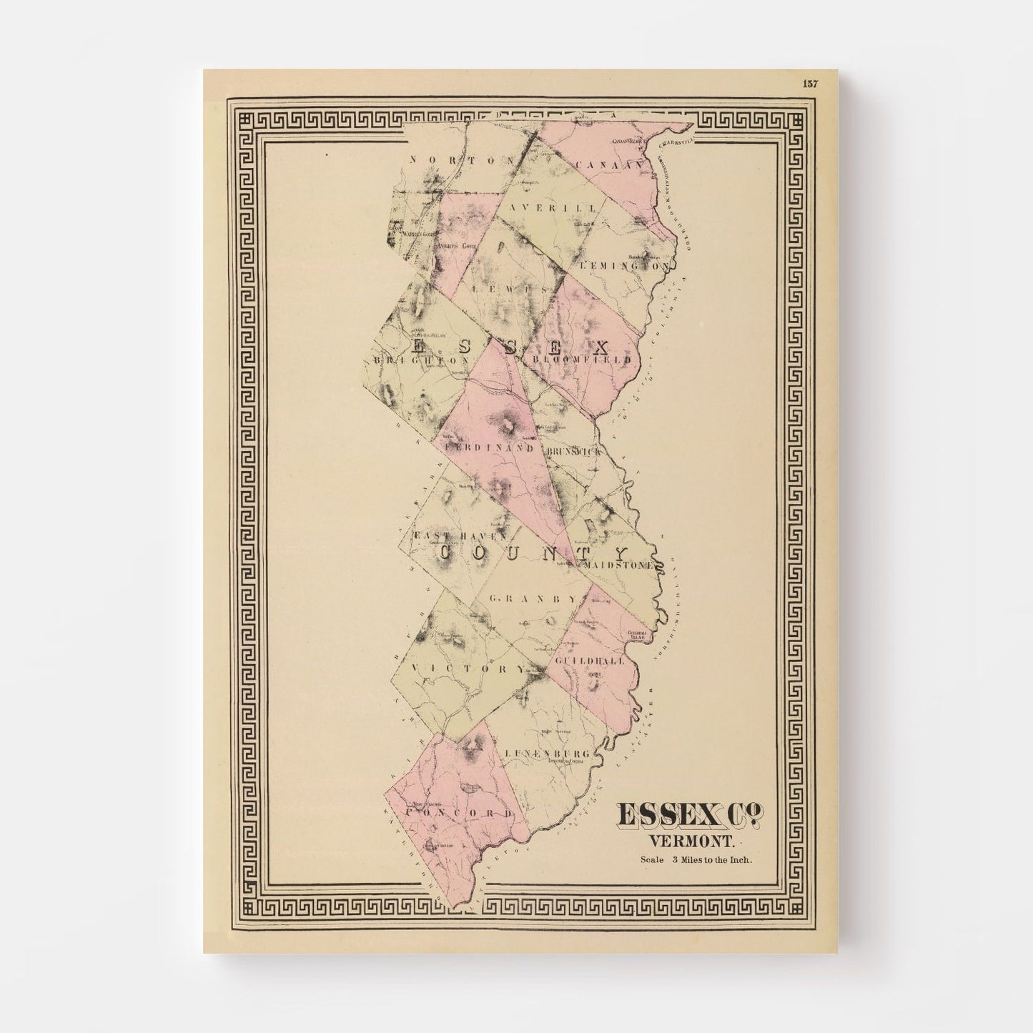 Vintage Map of Essex County, Vermont, 1876