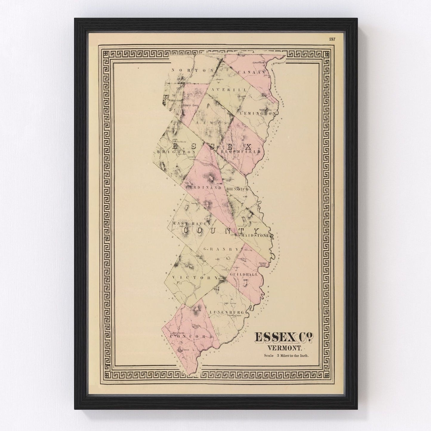 Vintage map of Essex County, Vermont, 1876