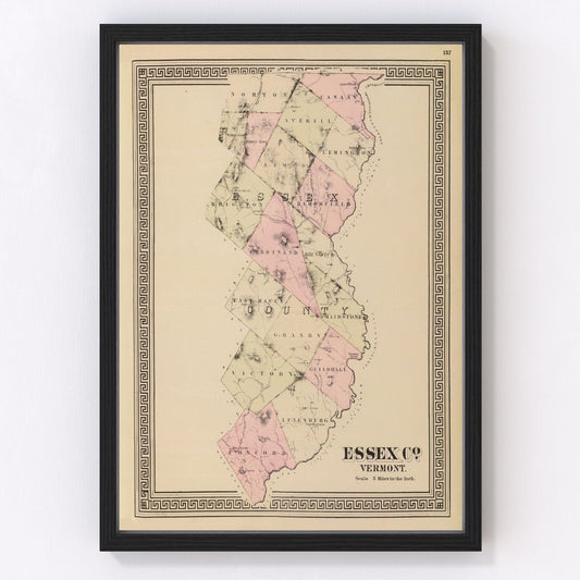 Vintage map of Essex County, Vermont, 1876