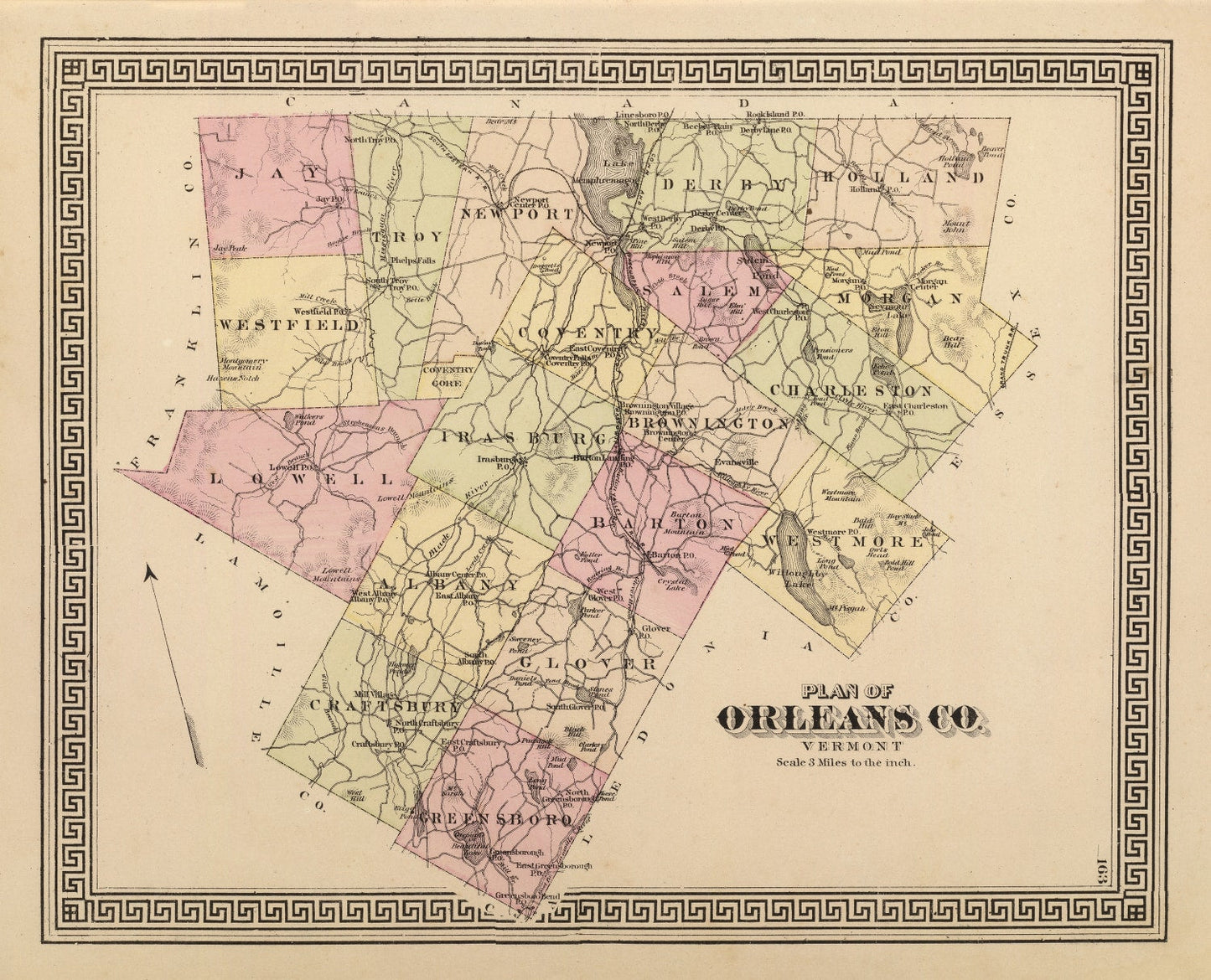 Vintage Map of Orleans County, Vermont, 1876