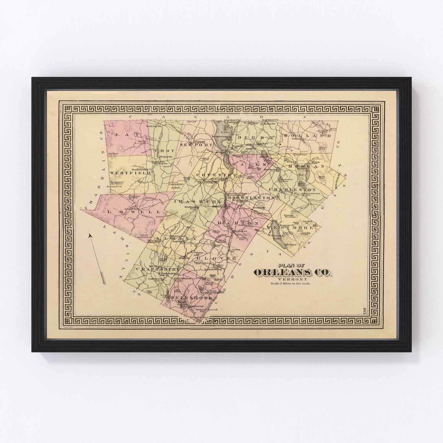 Vintage map of Orleans County, Vermont, 1876