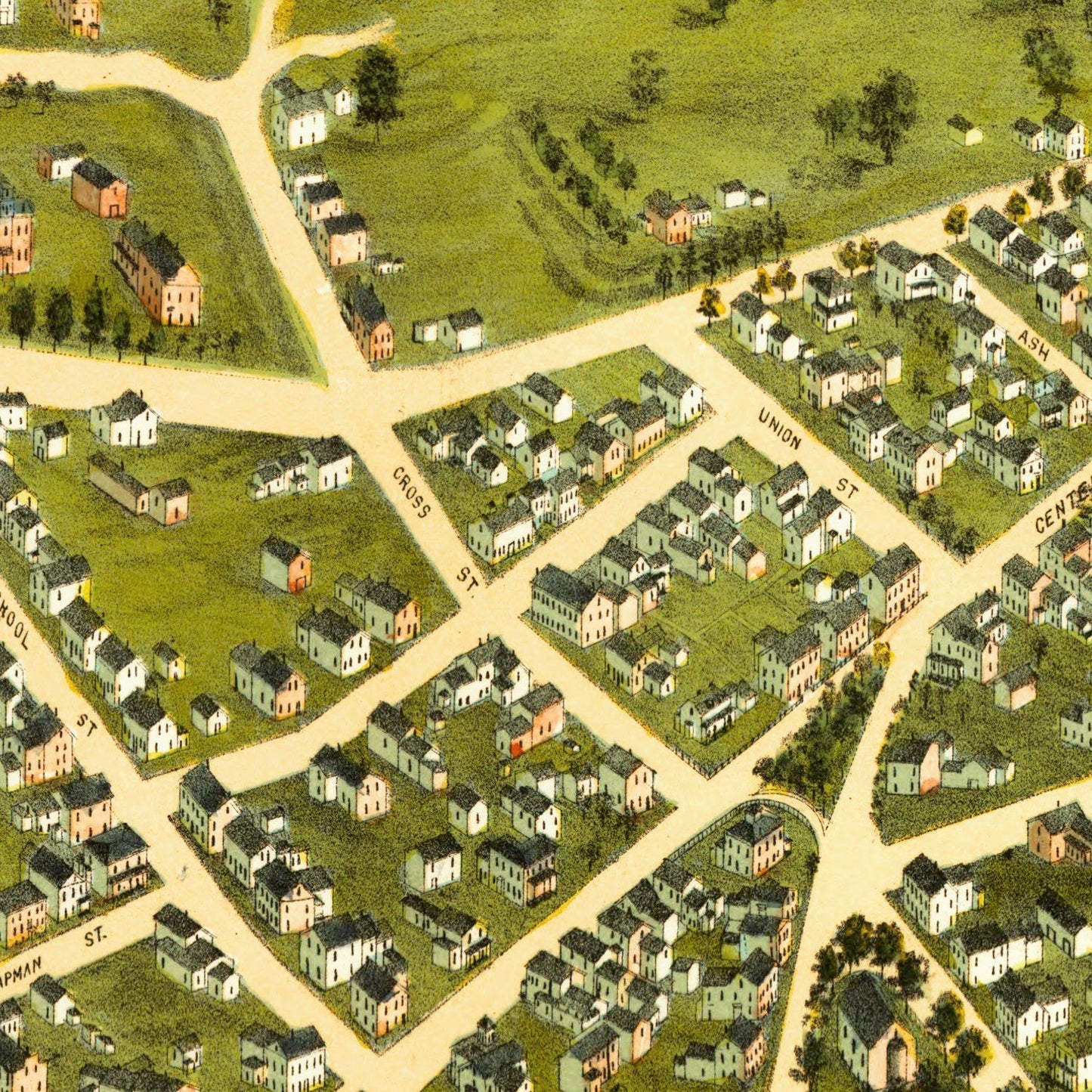 Vintage Map of Chicopee, Massachusetts, 1878