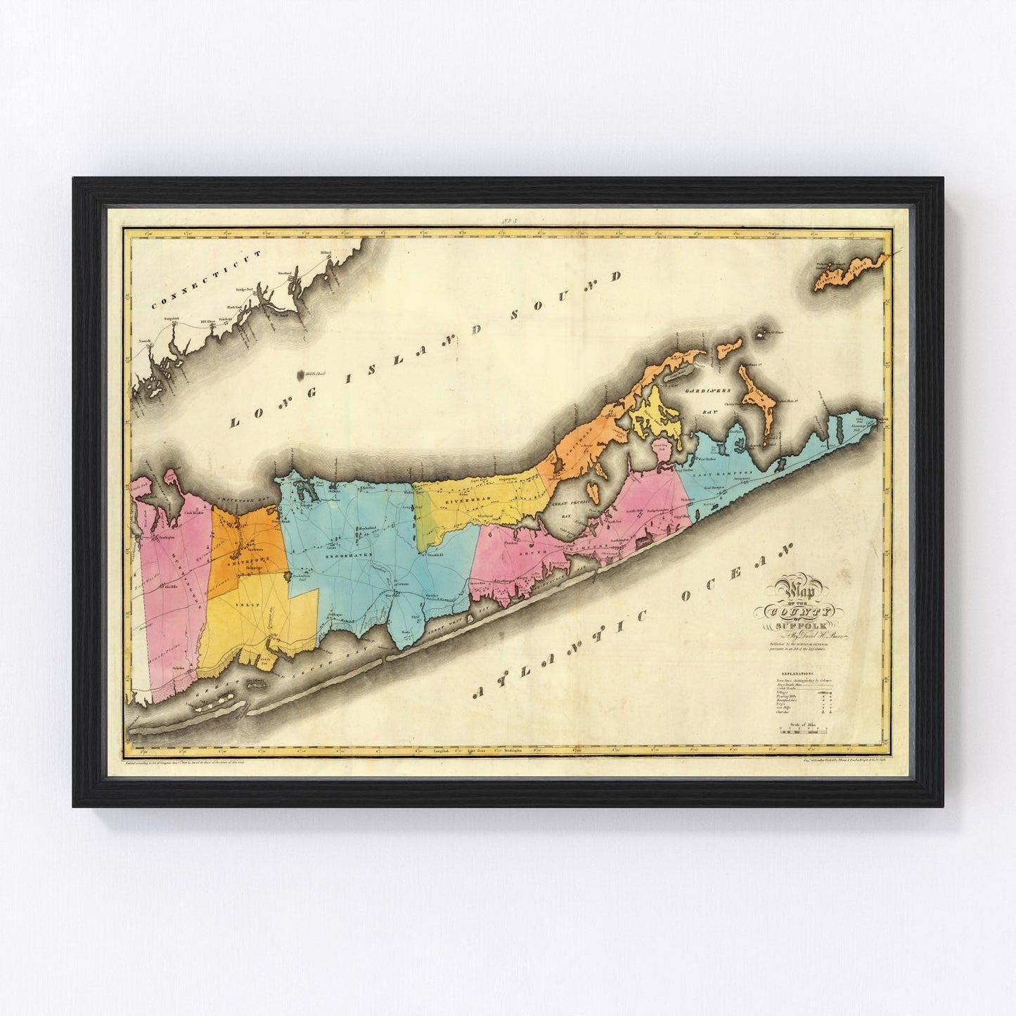 vintage map of Long Island, New York, 1829