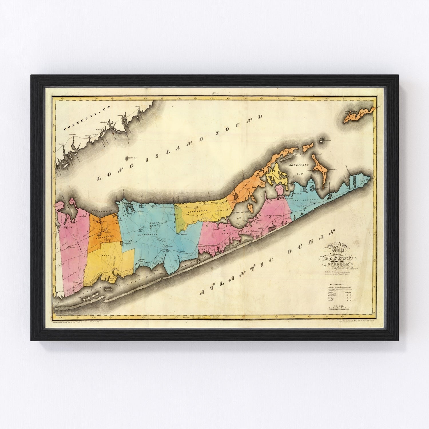 vintage map of Long Island, New York, 1829