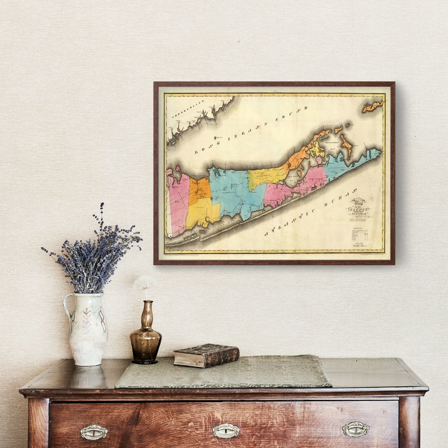 Vintage Map of Long Island, New York, 1829