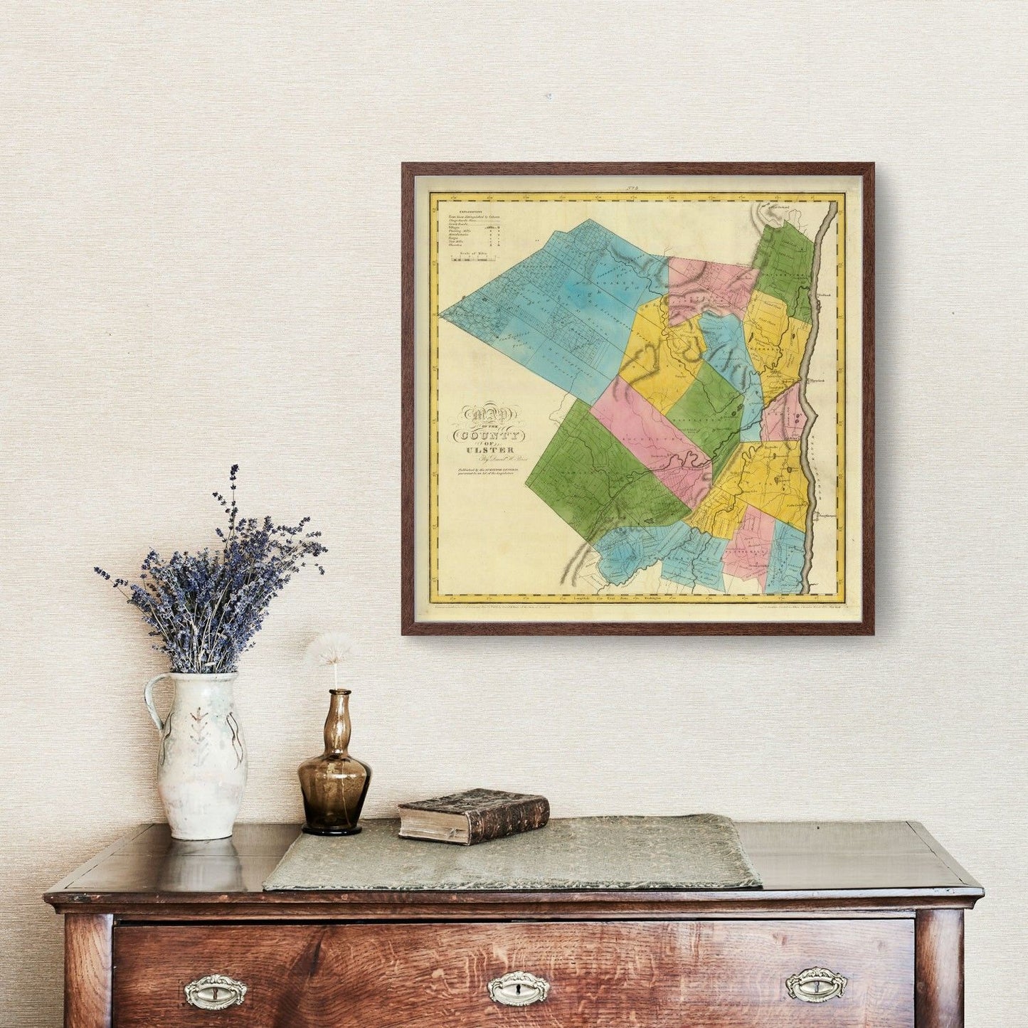 Vintage Map of Ulster County, New York, 1829