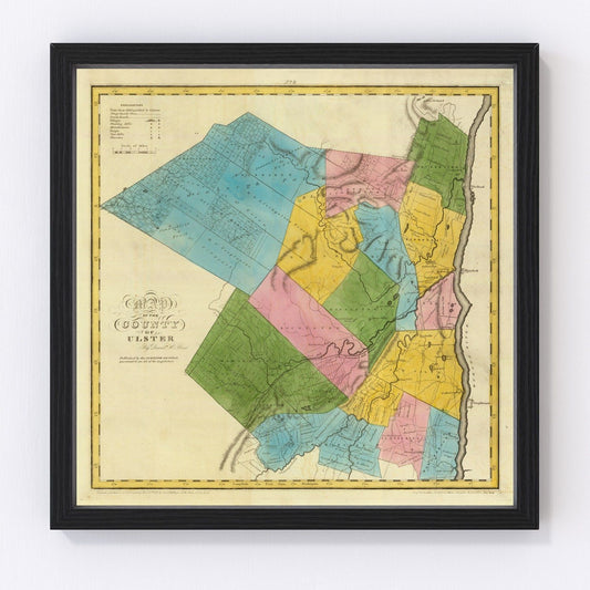 vintage map of Ulster County, New York, 1829
