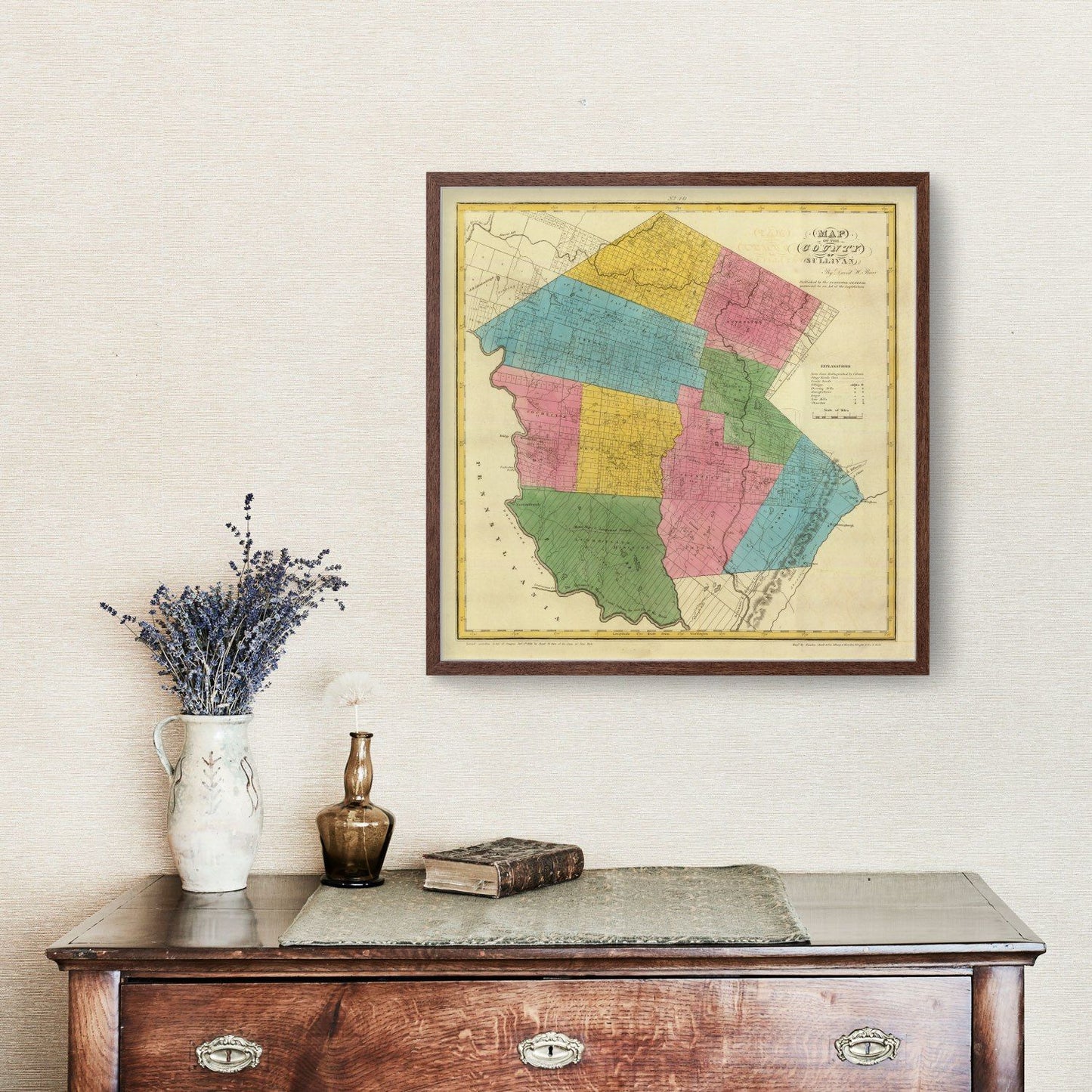 Vintage Map of Sullivan County, New York, 1829