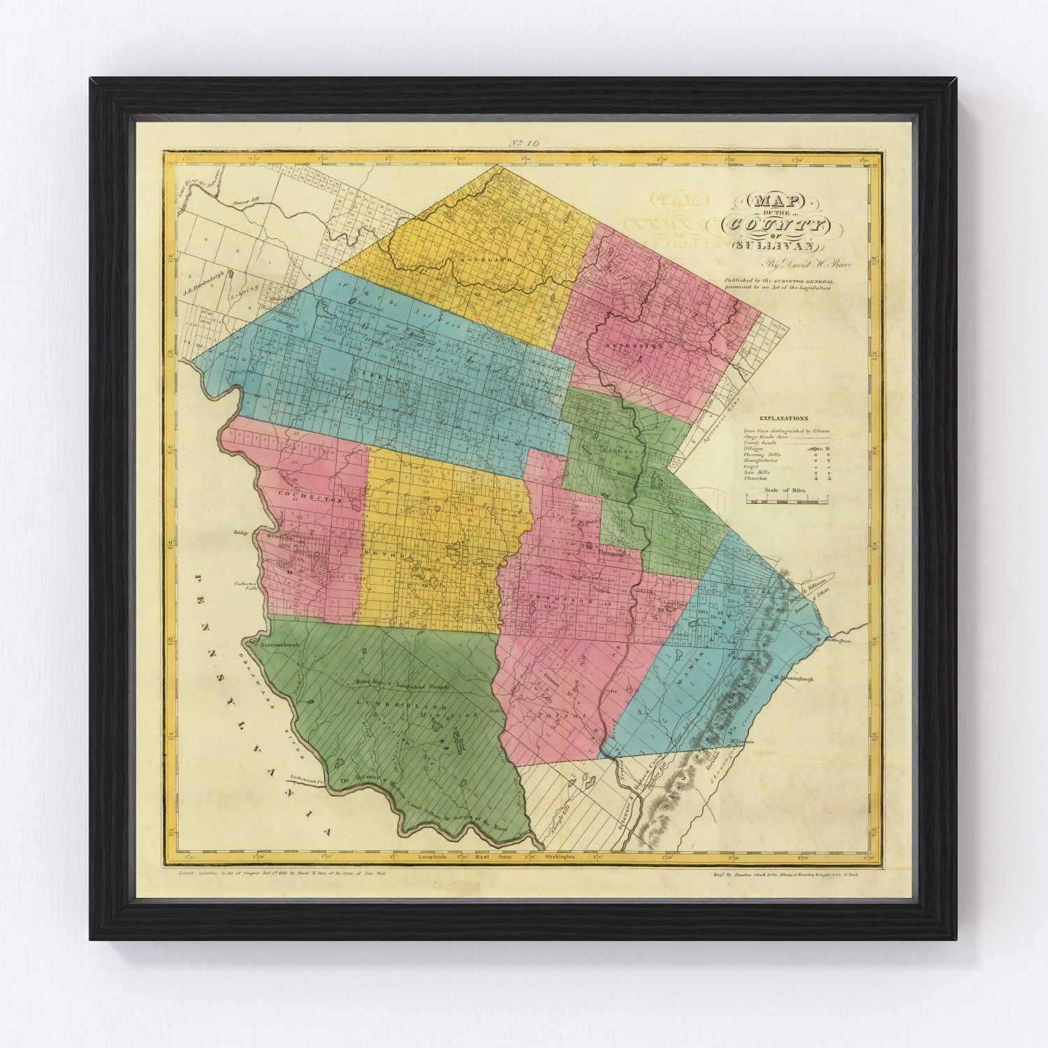 Vintage map of Sullivan County, New York, 1829