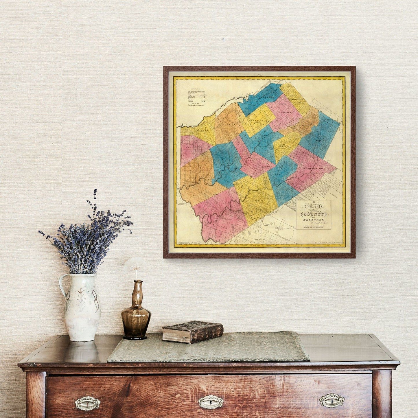 Vintage Map of Delaware County, New York, 1829