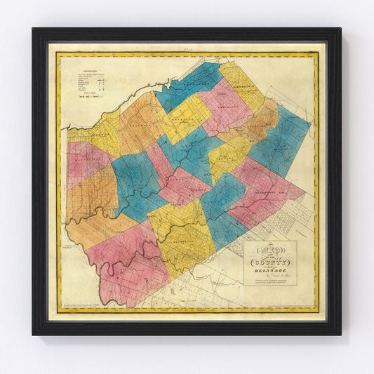 vintage map of Delaware County, New York, 1829