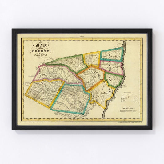 vintage map of Greene County, New York, 1829