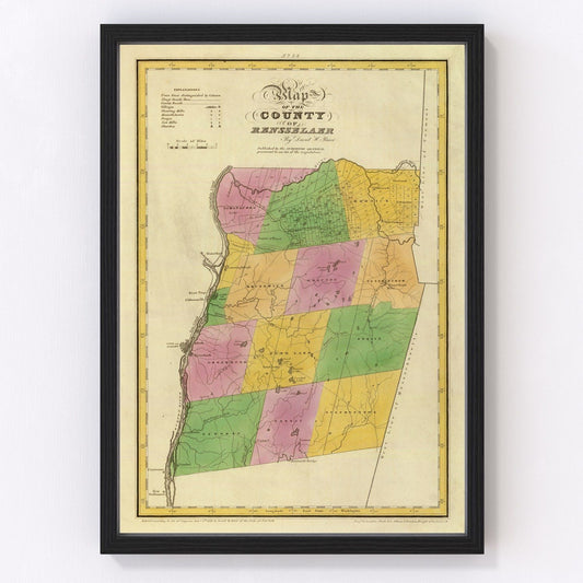 Vintage map of Rensselaer County, New York, 1829