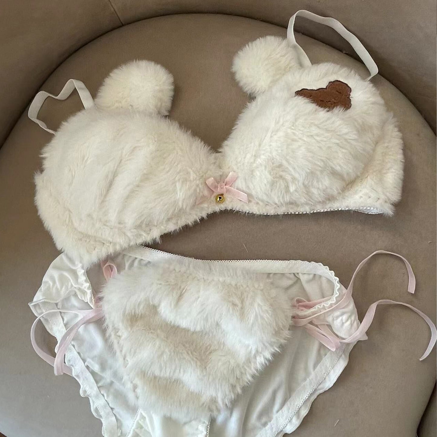 Teddy Bear Lingerie Set – Cozy Kawaii Plush Bra & Panty
