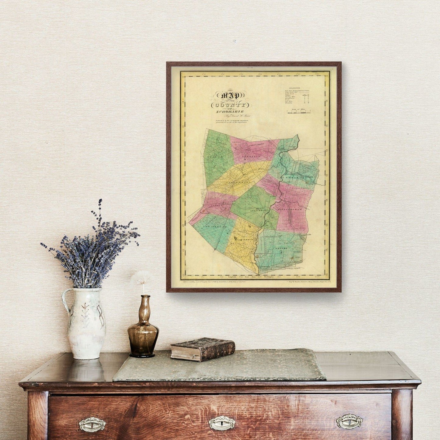 Vintage Map of Schoharie County, New York, 1829